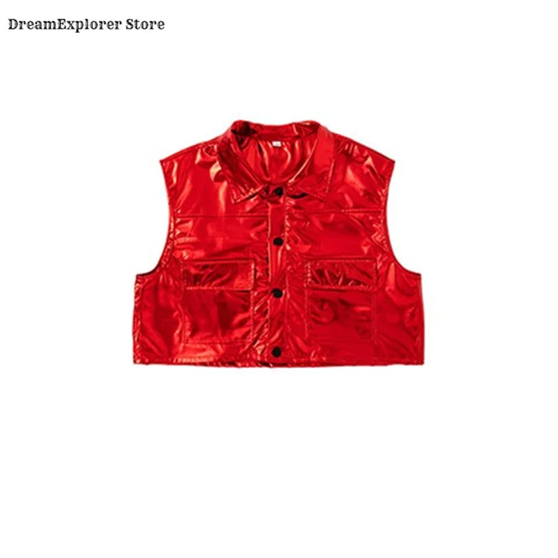 Ensemble Enfant Hip Hop Street Dance K-pop – Sweat Gilet Brillant Cargo Fille Garçon Jazz