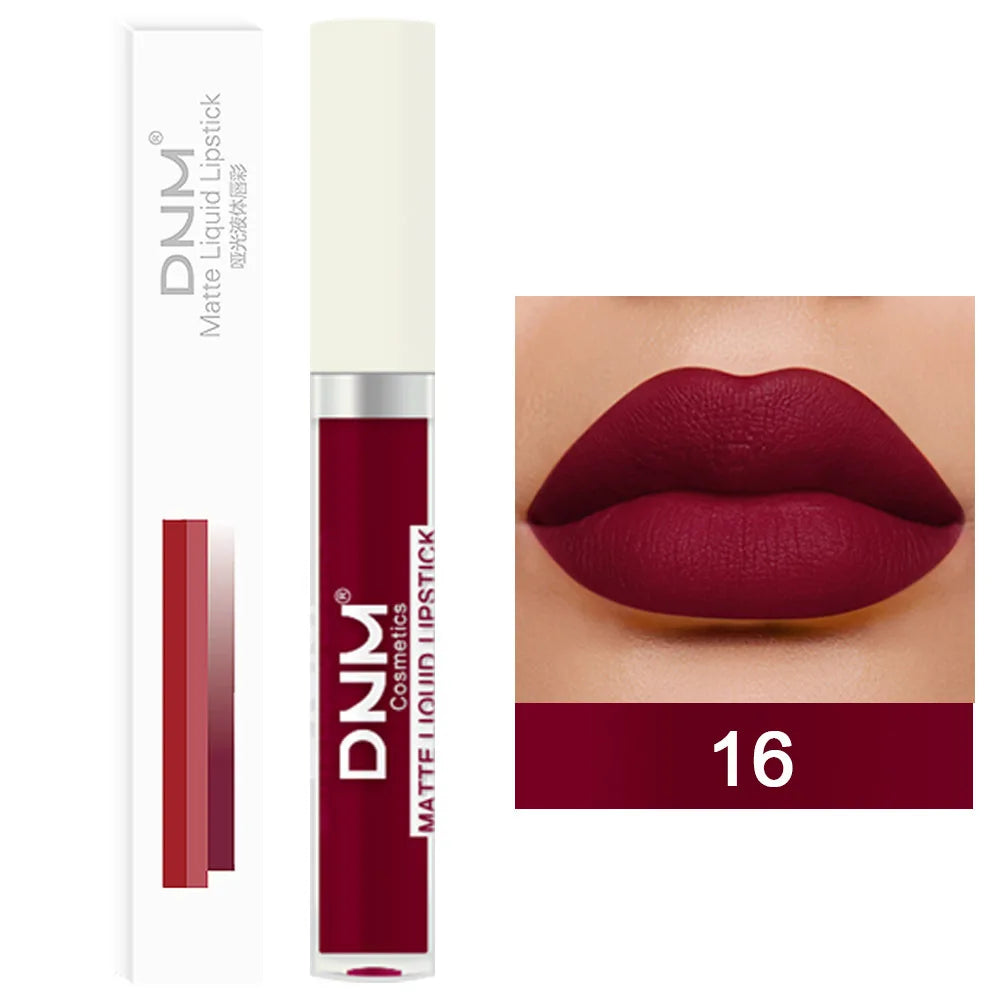 Gloss Velvet Mat DNM 18 Couleurs – Waterproof Longue Tenue | Lip Tint Nude, Rouge & Violet