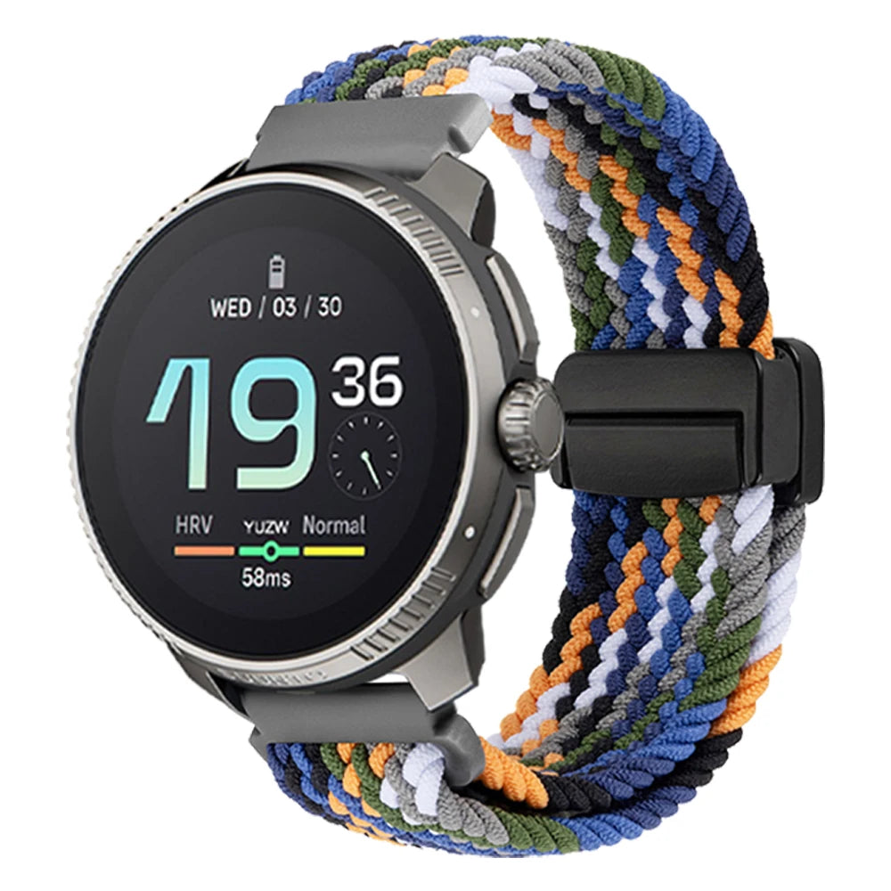 Bracelet Nylon Tressé Magnétique Suunto 20mm & 22mm – Compatible Ocean, Vertical, Race S, 5, 9 Peak Pro DLC & 3 Fitness | Premium