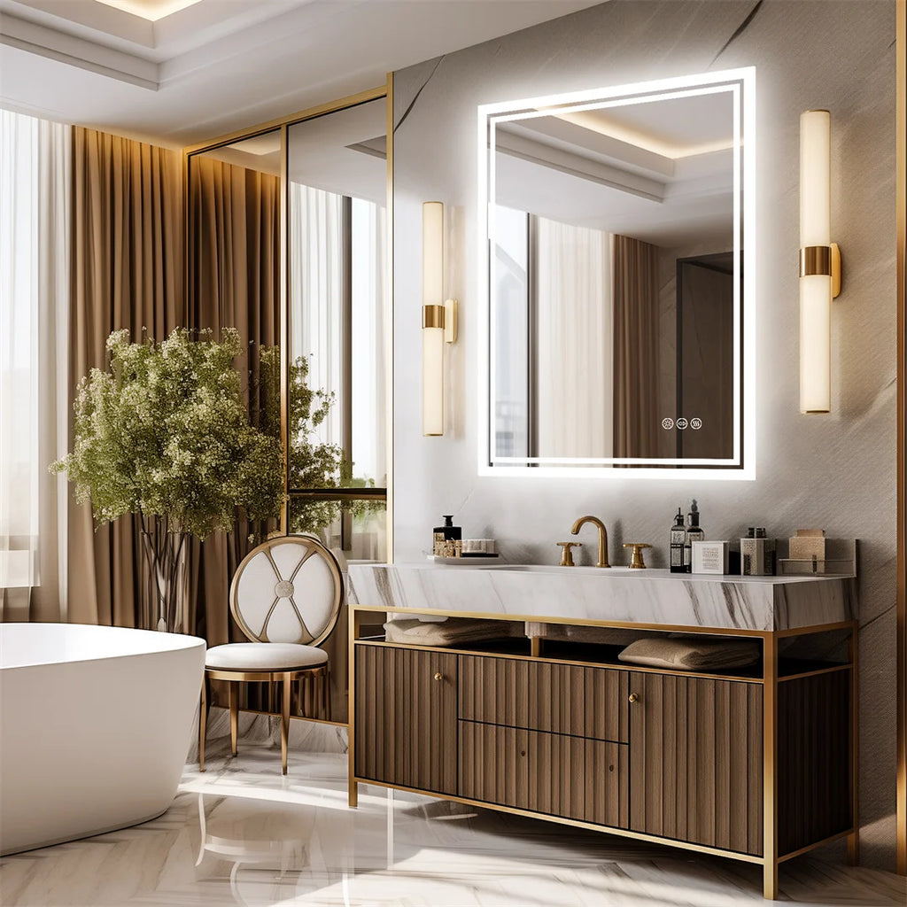 LUVODI Illuminate LED Backlight Bathroom Mirror Frameless Dimmable Defog Bath/Shower/Shaving Mirror