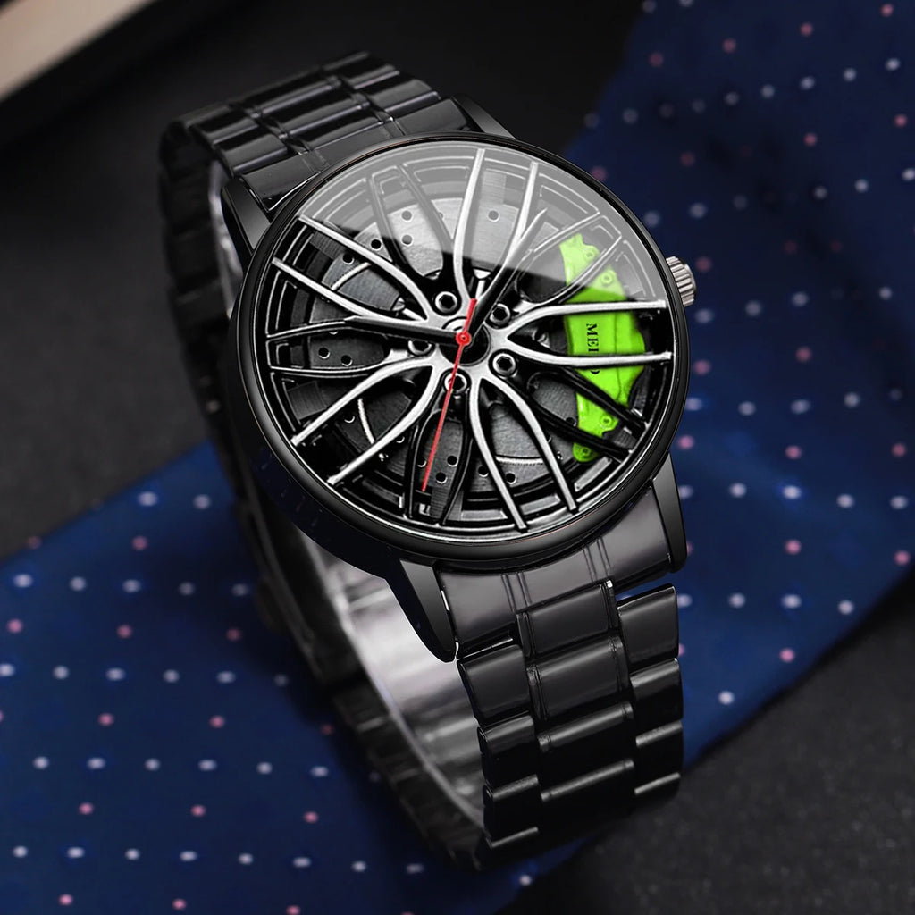 Montre Homme Sport Roue 3D Auto – Bracelet Acier Inoxydable Business Fashion