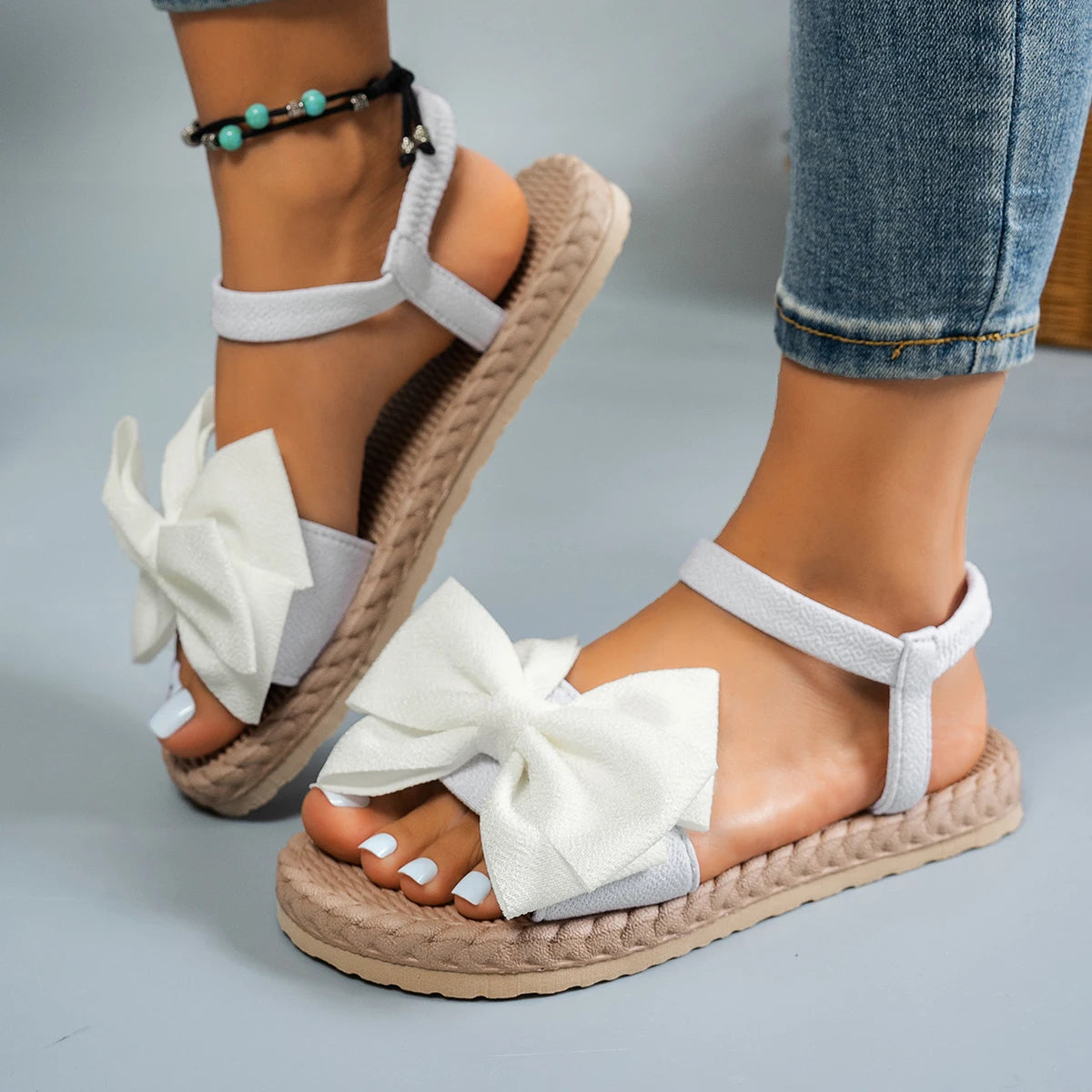 Mules Bow Tie Légères Femme Plage 2024 – Sandales Flat Casual Slides Home Outdoor