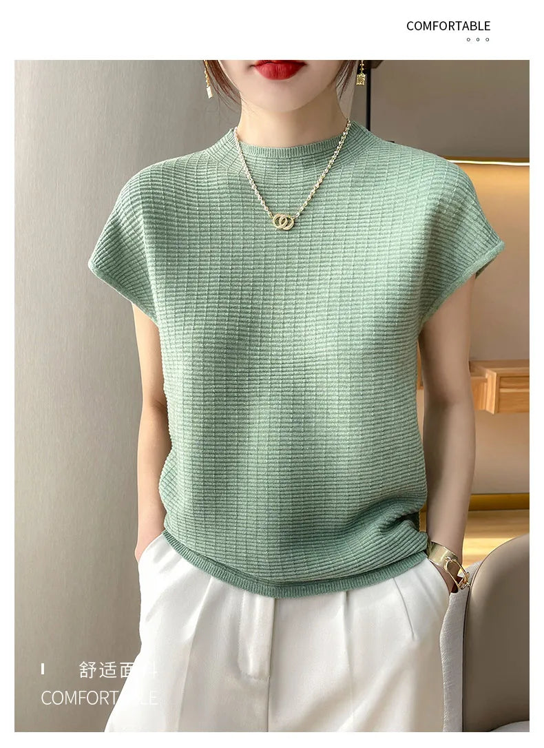 T-Shirt Femme Oversize Col Rond Uni Manches Courtes Doux Casual – Tee Mode Été Confortable | Basique Chic