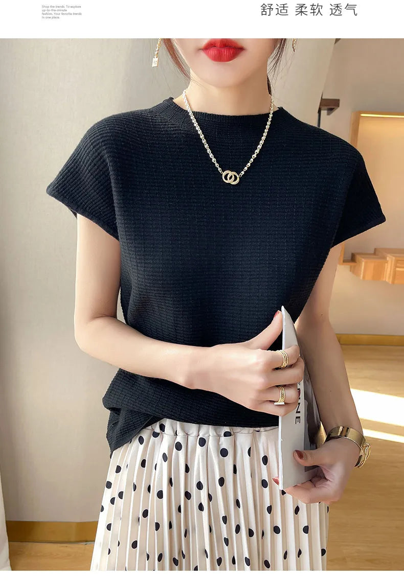 T-Shirt Femme Oversize Col Rond Uni Manches Courtes Doux Casual – Tee Mode Été Confortable | Basique Chic