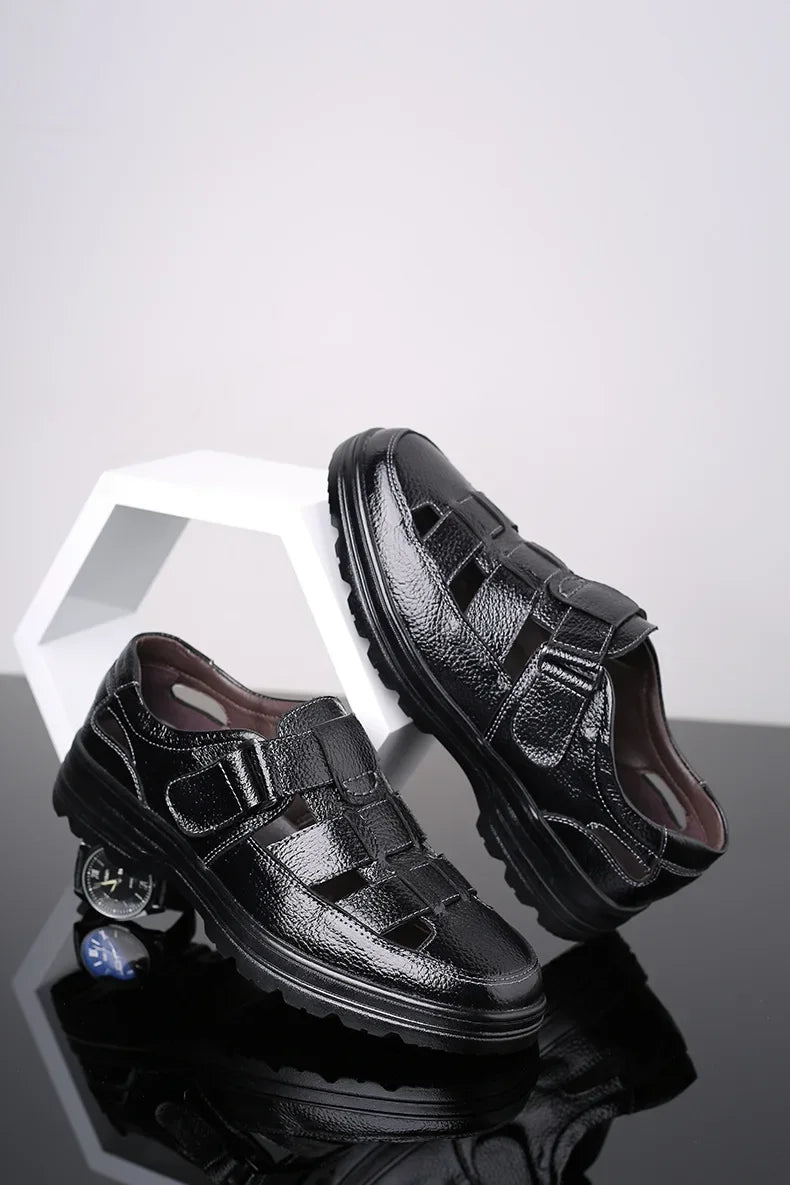 Sandales Cuir Véritable Homme Hollow Respirant 2025 – Casual Confortables Été