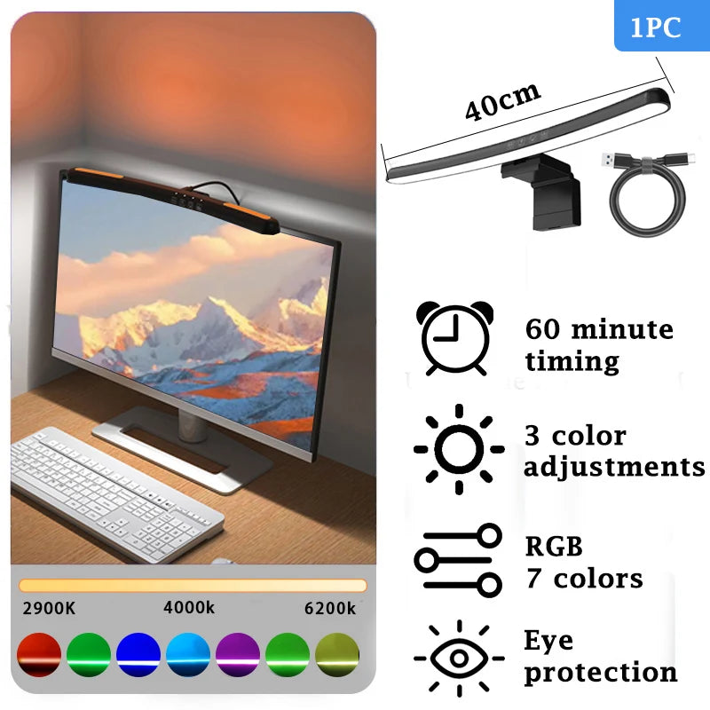 Barre LED Moniteur – Lampe Bureau Dimmable Accroche Écran | Éclairage Laptop & Office Sans Éblouissement