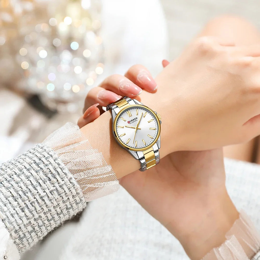 Montre Femme CURREN Fashion Casual Quartz – Acier Inoxydable Cadran Rond Simple Élégante