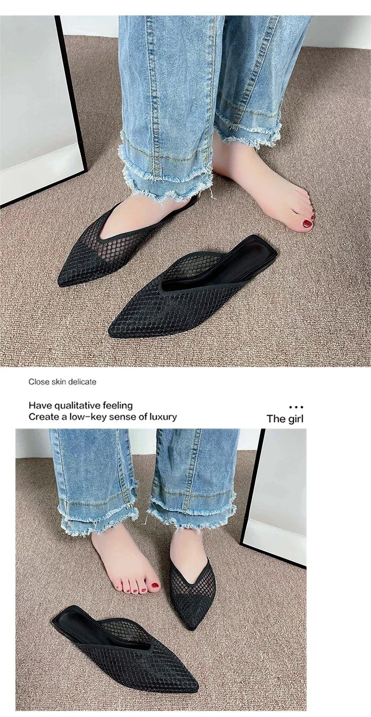 Mules Mesh Pointed Toe Slingback Femme 2025 – Respirantes Casual Slides Flip-flops Été
