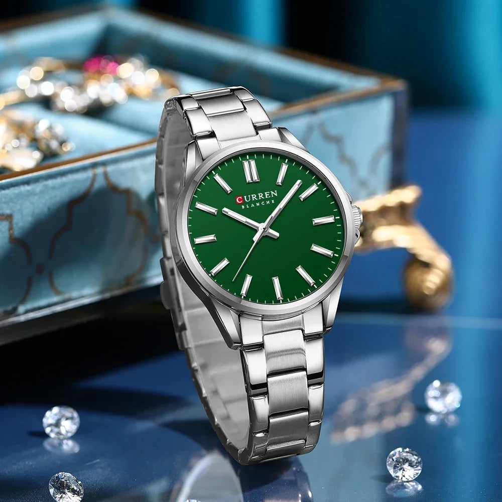 Montre Femme CURREN Fashion Casual Quartz – Acier Inoxydable Cadran Rond Simple Élégante