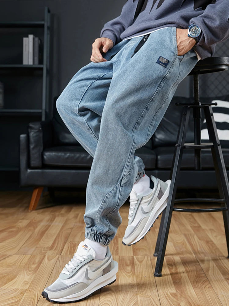 Jean Jogger Homme Grande Taille 6XL 7XL 8XL Streetwear Noir Bleu Cargo Denim Élastique Coton Taper Baggy – Casual Tendance | Mode Homme XXL