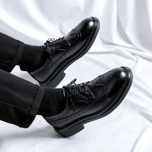 Brogues Oxfords Patent Leather Homme – Lacets Formal Noir Mariage Fête Dress Shoes