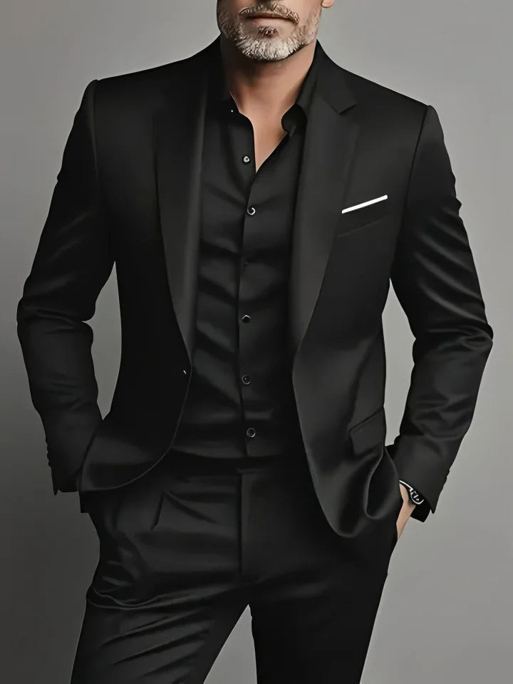 Costume Homme Slim Fit Noir – Ensemble Tuxedo Élégant Mariage & Cérémonie | Mode Homme Premium