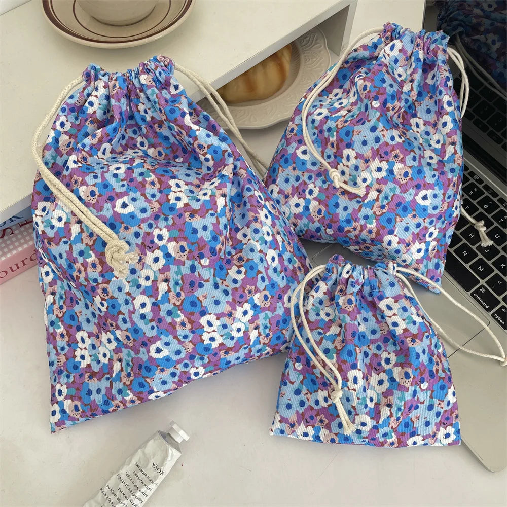 Trousse Maquillage Kawaii Florale - Pochette Cosmétiques & Voyage Cordon