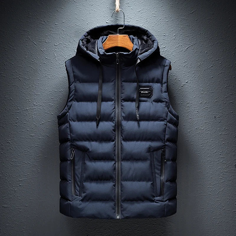 Gilet Homme Matelassé Coton À Capuche Zip – Sans Manches Casual Chaud Grande Taille Jusqu'au 6XL | Mode Homme Premium