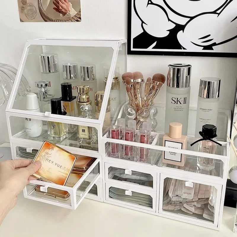 Armoire Rangement Cosmétiques Anti-Poussière Grande Capacité – Organisateur Skincare, Maquillage & Pinceaux | Bureau & Coiffeuse