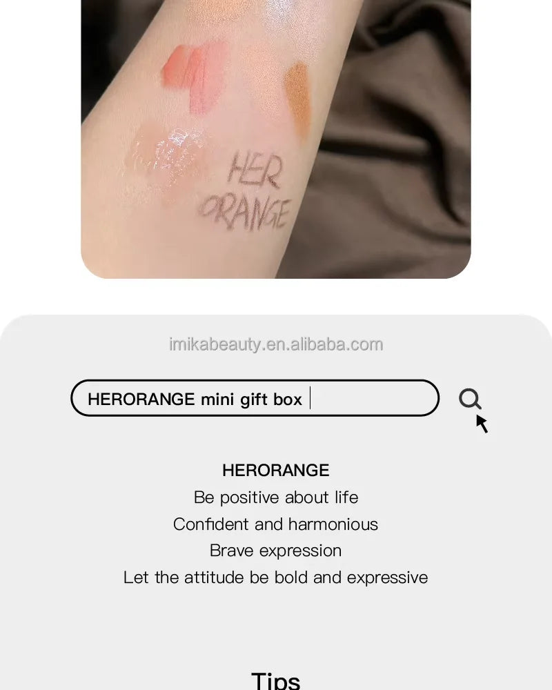 Kit Maquillage Mini 6 Pcs Herorange – Gloss, Lip Tint, Eyeliner, Blush & Fard à Paupières | Waterproof Longue Tenue
