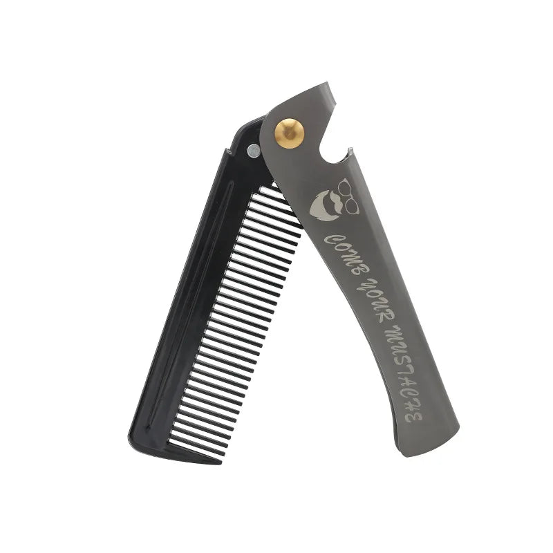 Peigne Pliable Barbe Moustache Massage – Brosse Cheveux Pocket Clip Fait Main Unisexe