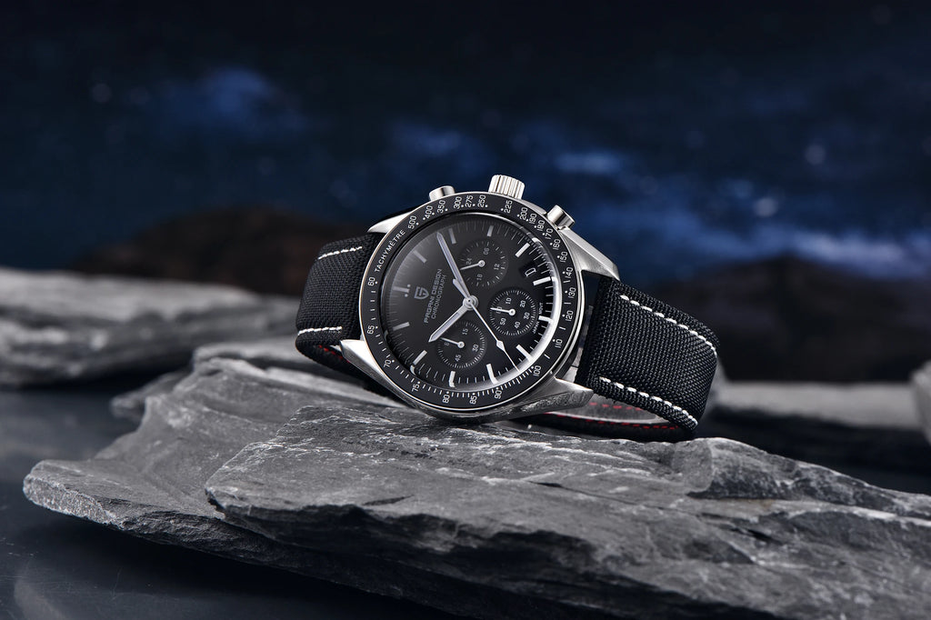 Montre Homme PAGANI DESIGN 2025 Lune Or Argent Quartz – Chronographe Saphir AR Date Auto