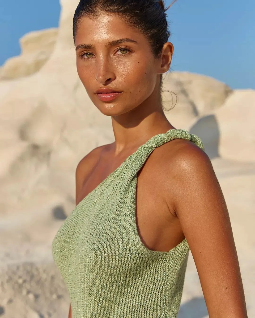 Robe Mini Tricotée Femme Une Épaule Col Halter Sexy Plage Soirée – Pareo Maillot Cover Up Chic Été | Mode Beachwear