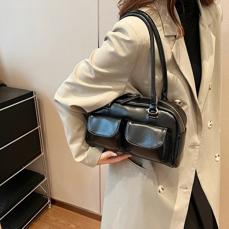 Mini Sac Épaule Double Poche Femme – Sac Aisselle Tendance 2025 Designer Luxe Purse