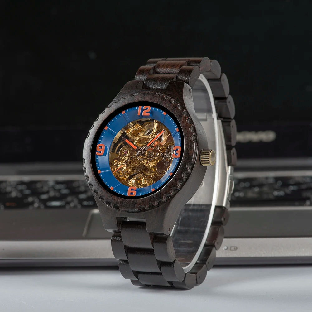 Montre Homme BOBO BIRD Bois Mécanique Luxe – Grand Cadran Top Brand Naturel Unique