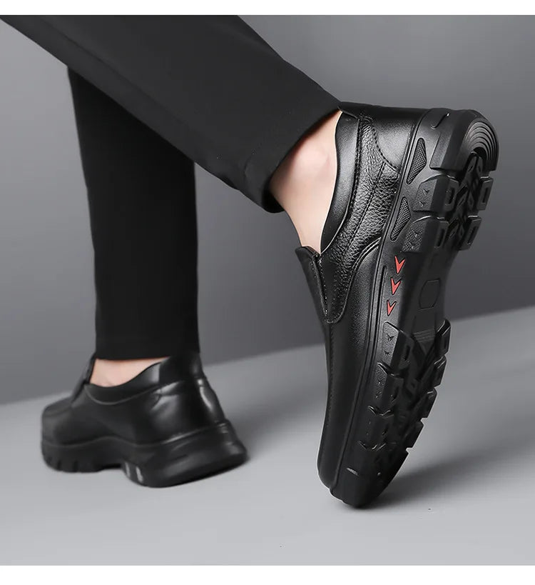 Mocassins Cuir Noir Homme Grande Taille – Chaussures Dress Designer Semelle Douce Printemps