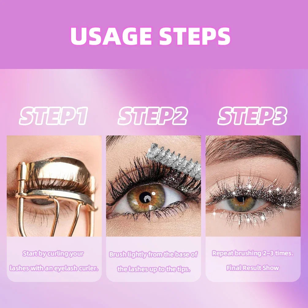 Mascara Diamond Galaxy Paillettes Glitter – Waterproof Longue Tenue Courbe & Volume | Shimmer Maquillage Cils