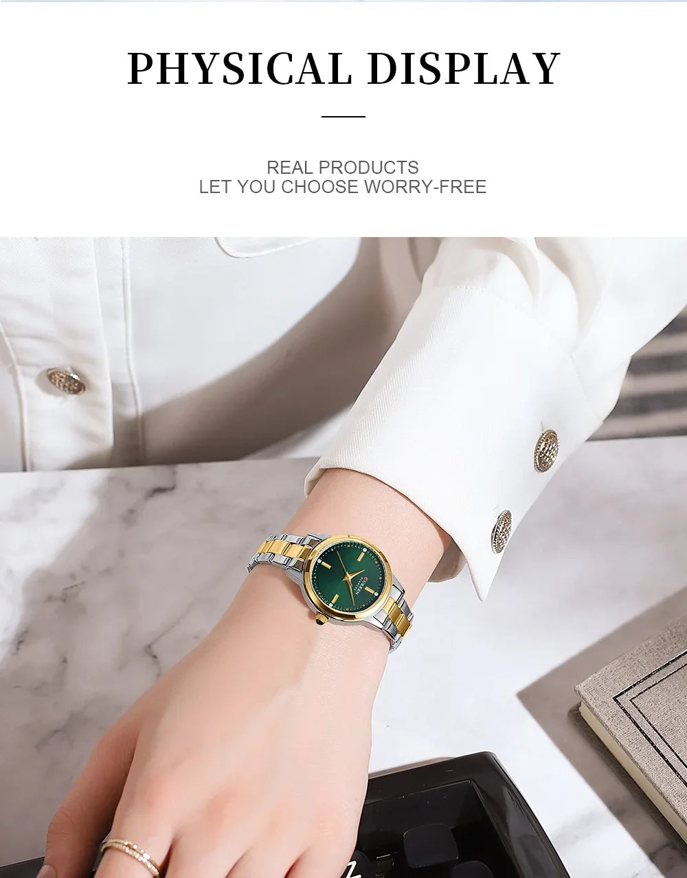 Montre Femme Luxe CURREN Dorée Quartz Acier Inoxydable – Étanche Élégante Minimaliste