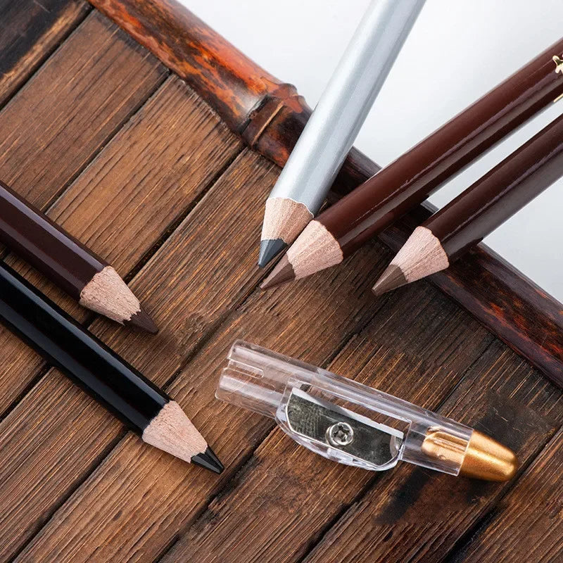 Crayon Sourcils Waterproof Brun & Noir – Avec Taille-Crayon | Eyeliner Sourcils Longue Tenue