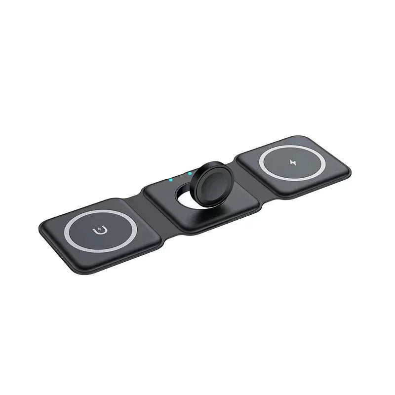 Chargeur Magnétique 3-en-1 Pliable 15W USB-C – Charge Rapide Smartphone Montre Écouteurs