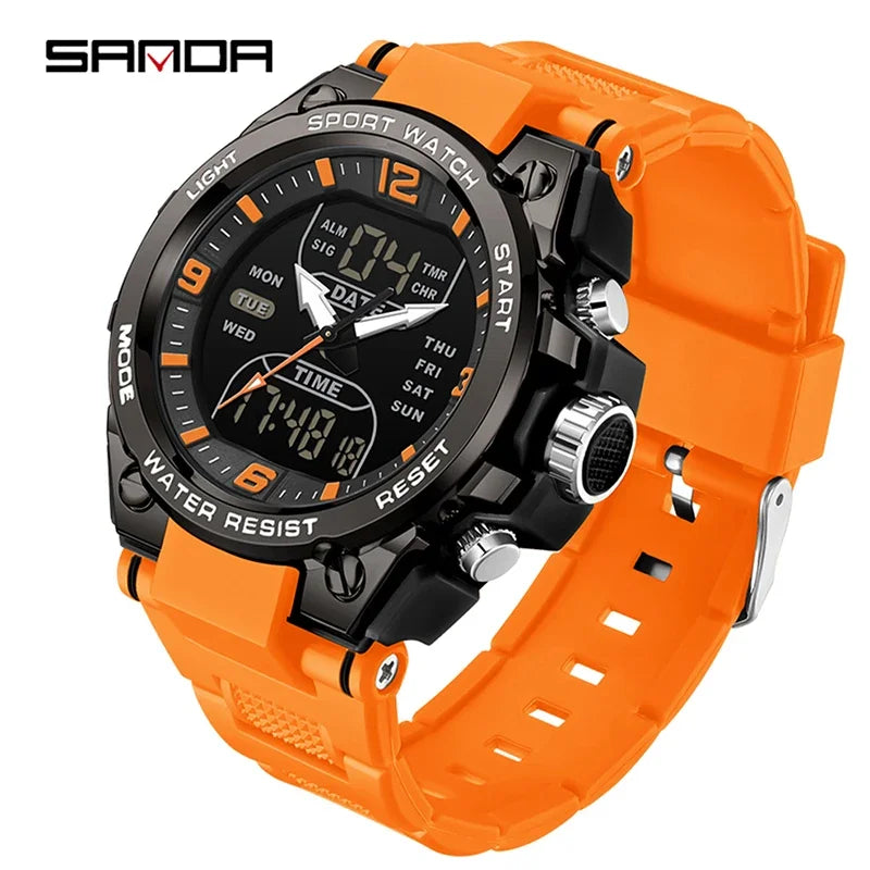 Montre Homme SANDA Militaire Tactique G-Style – LED Digital Quartz Étanche 50M Sport Luxe