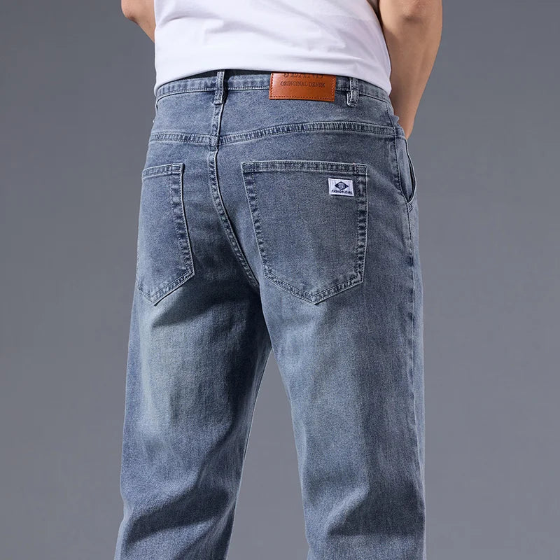 Jean Homme Loose Straight Leg Rétro Lavé Élastique Casual Toutes Saisons Polyvalent Confortable Intemporel Élégant – Jean Loose Premium Straight Leg Rétro | Mode Homme Denim Premium Polyvalent