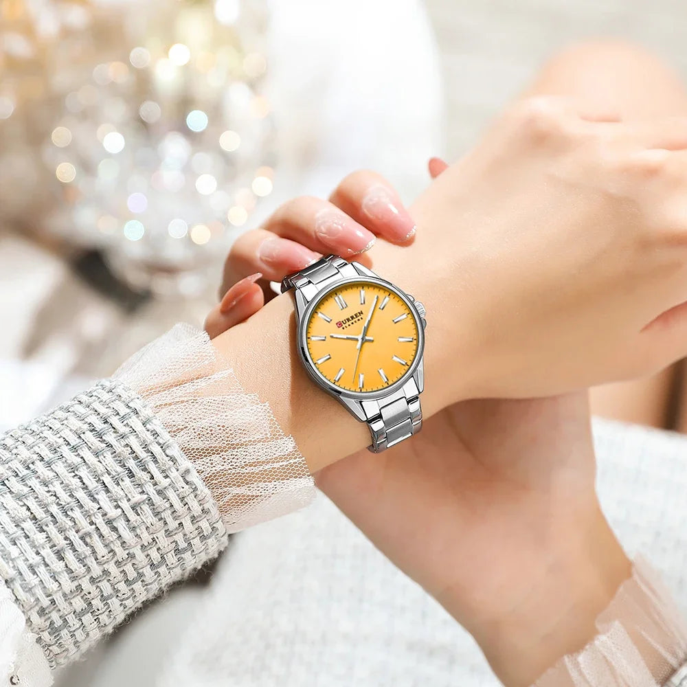 Montre Femme CURREN Fashion Casual Quartz – Acier Inoxydable Cadran Rond Simple Élégante