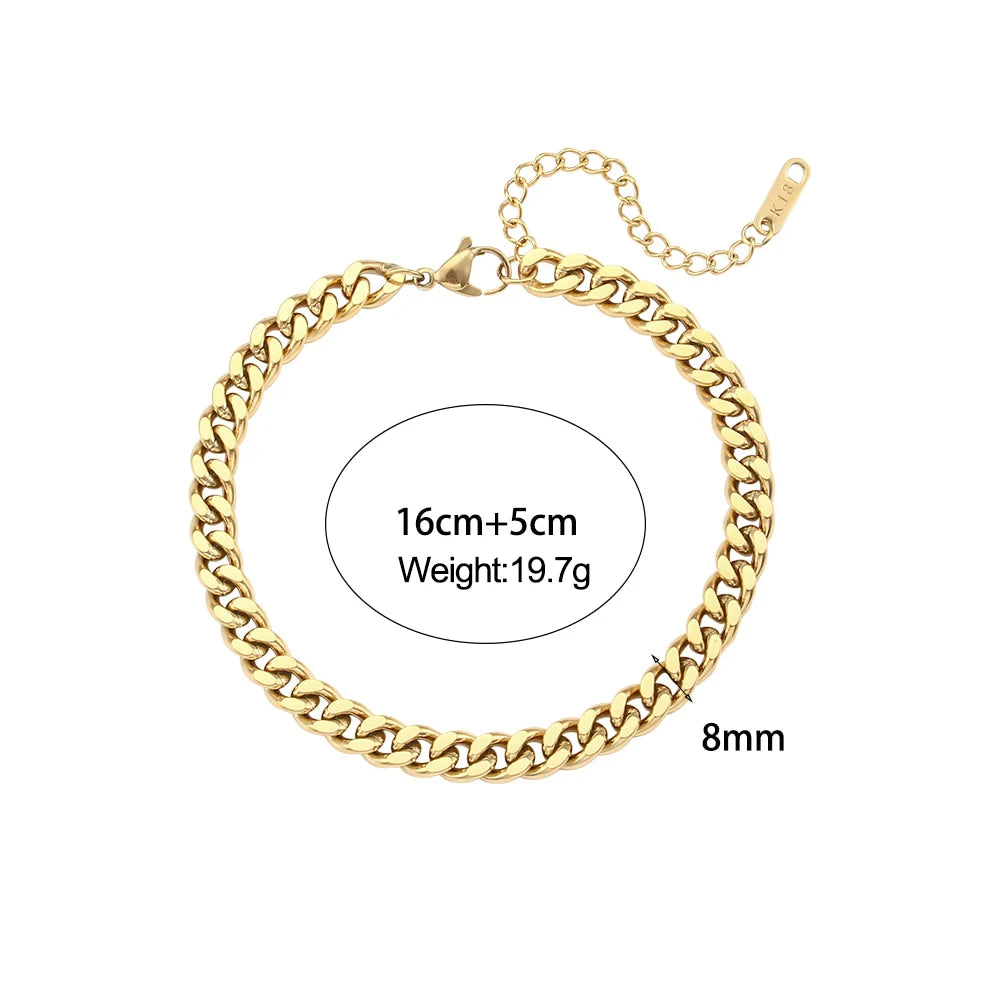 Bracelet Cuban Chain Plaqué Or 18k Acier Inoxydable 316L E.B.belle – Style Minimaliste Streetwear Unisexe | Bijou Homme & Femme Tendance & Anti-Ternissement