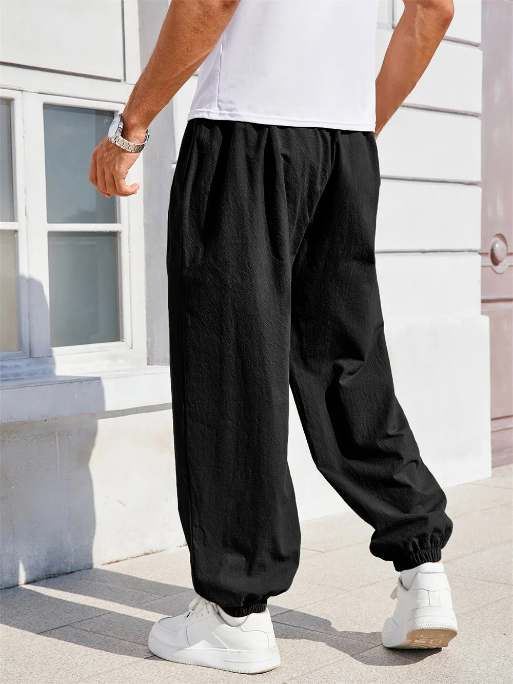 Herren Sarouel Hose Leinen Baumwolle Chinesischer Stil Loose Fit Einfarbig – Bequeme Jogger Hohe Qualität Casual | Herrenmode Zen