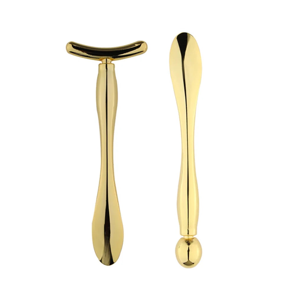Stick Masseur Visage & Yeux 2-en-1 – Applicateur Crème Anti-Rides & Cernes | Lifting Facial | Spatule & Mini Cuillère Skincare