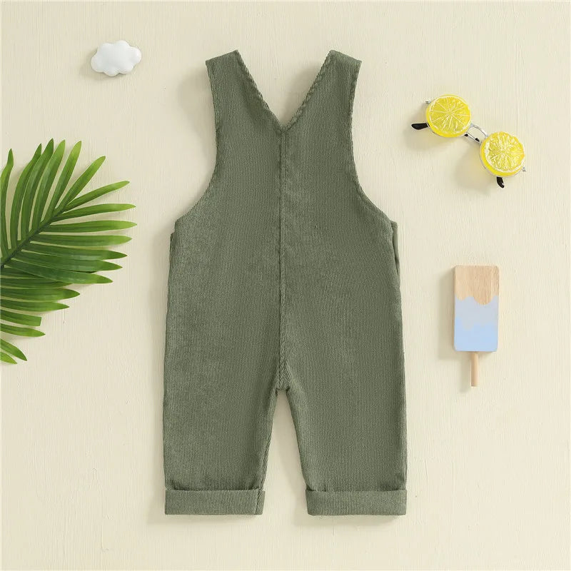 Salopette Bébé Unisexe Bretelles Boutons Couleur Unie – Combinaison Toddler Garçon Fille 0-24 Mois