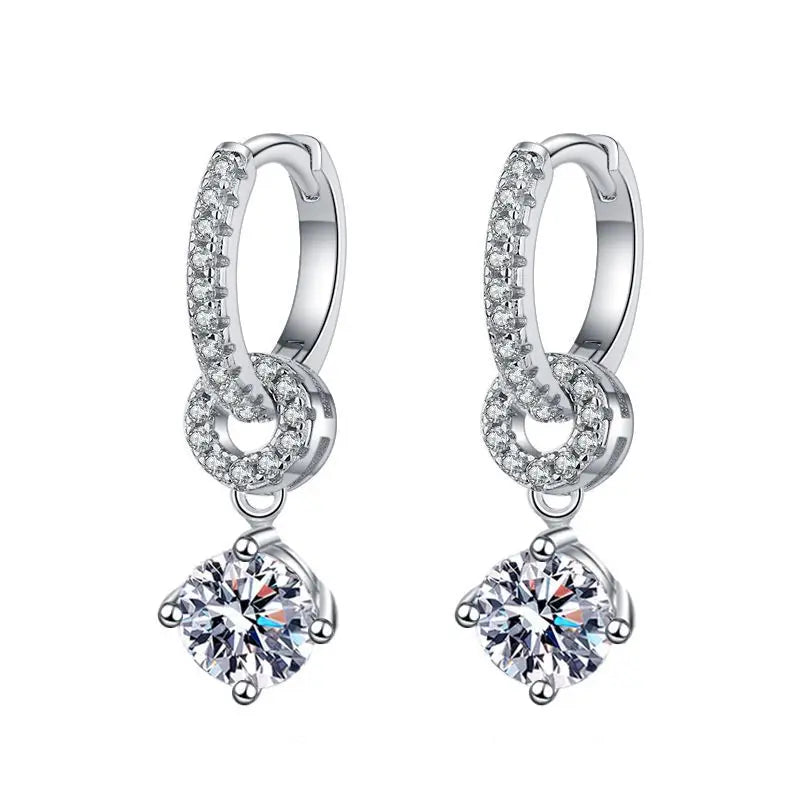 Boucles d'Oreilles Pendantes Moissanite Argent 925 — Bijou Luxe Mariage Anniversaire
