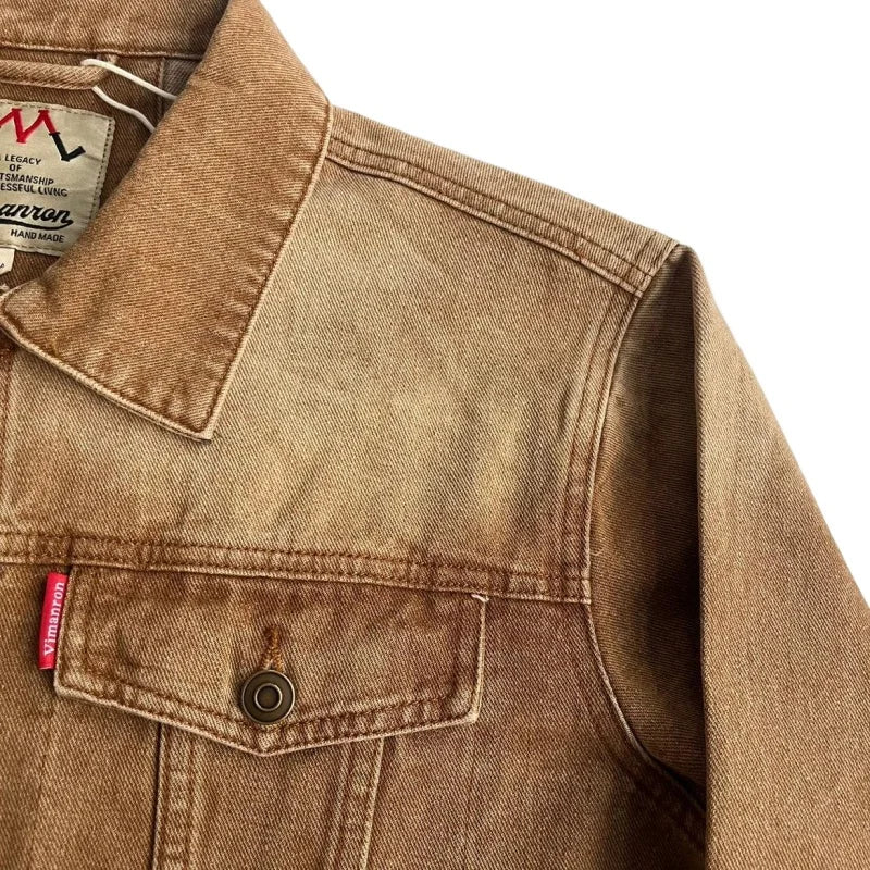 Vintage Jeansjacke Baumwolle 100% Herren Loose – Denim Americana Frühling Herbst