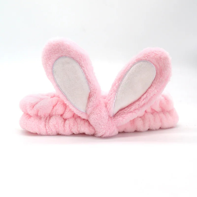 Bandeau Maquillage Oreilles de Lapin Coral Fleece – Élastique Doux | Soin Visage & Coiffure Fille