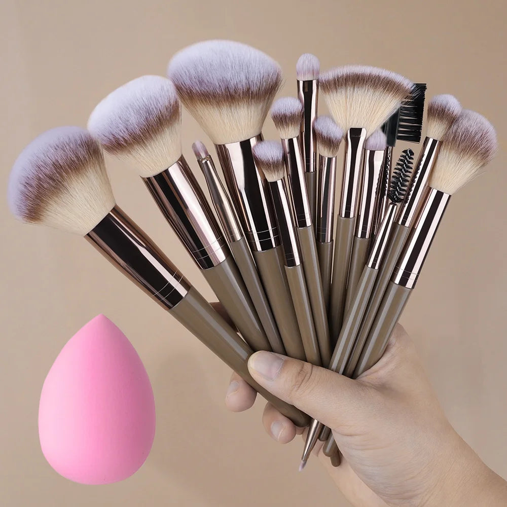 Set Pinceaux Maquillage Professionnel 1 à 20 Pcs – Blush, Highlighter, Fond de Teint & Fard | Ultra-Doux Femme