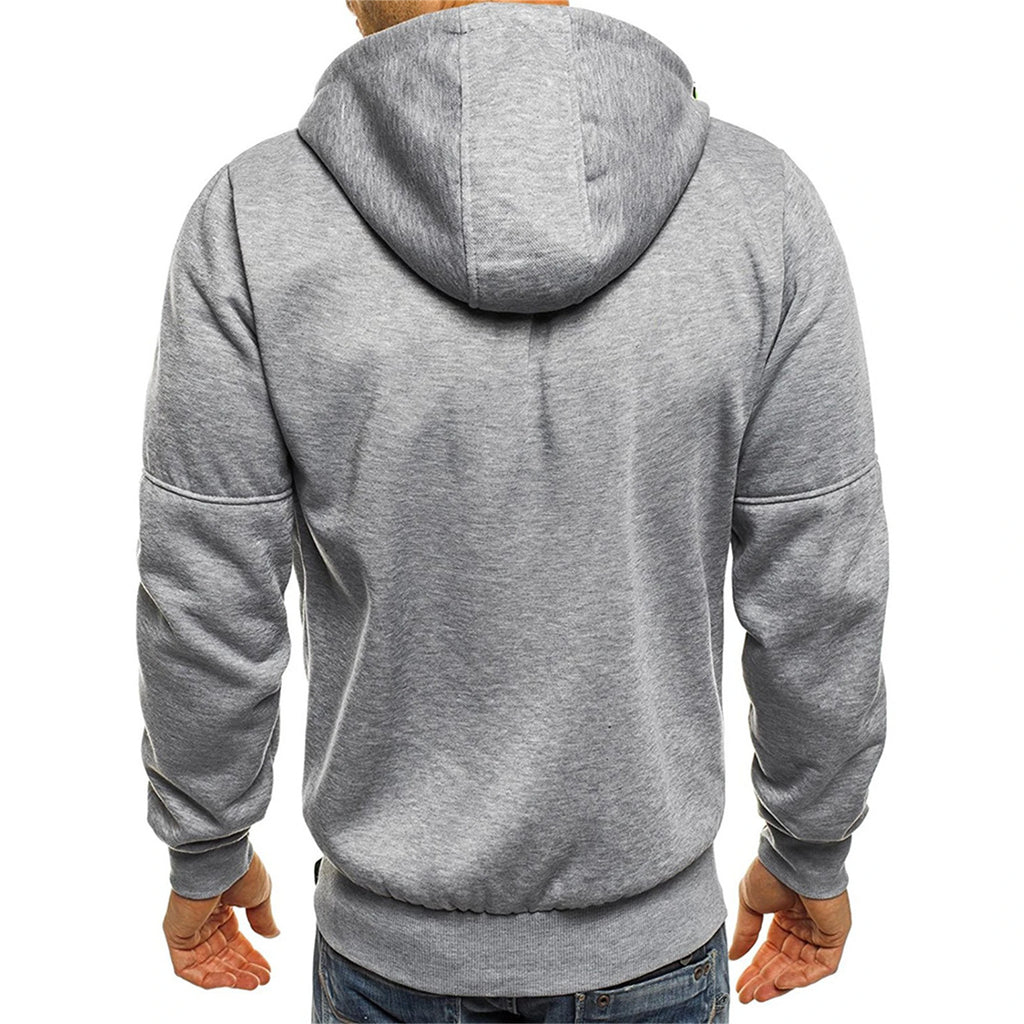 Hoodie Zippé Homme Couleur Unie – Veste Sport Casual Confortable Manches Longues Printemps Automne | Mode Homme Premium