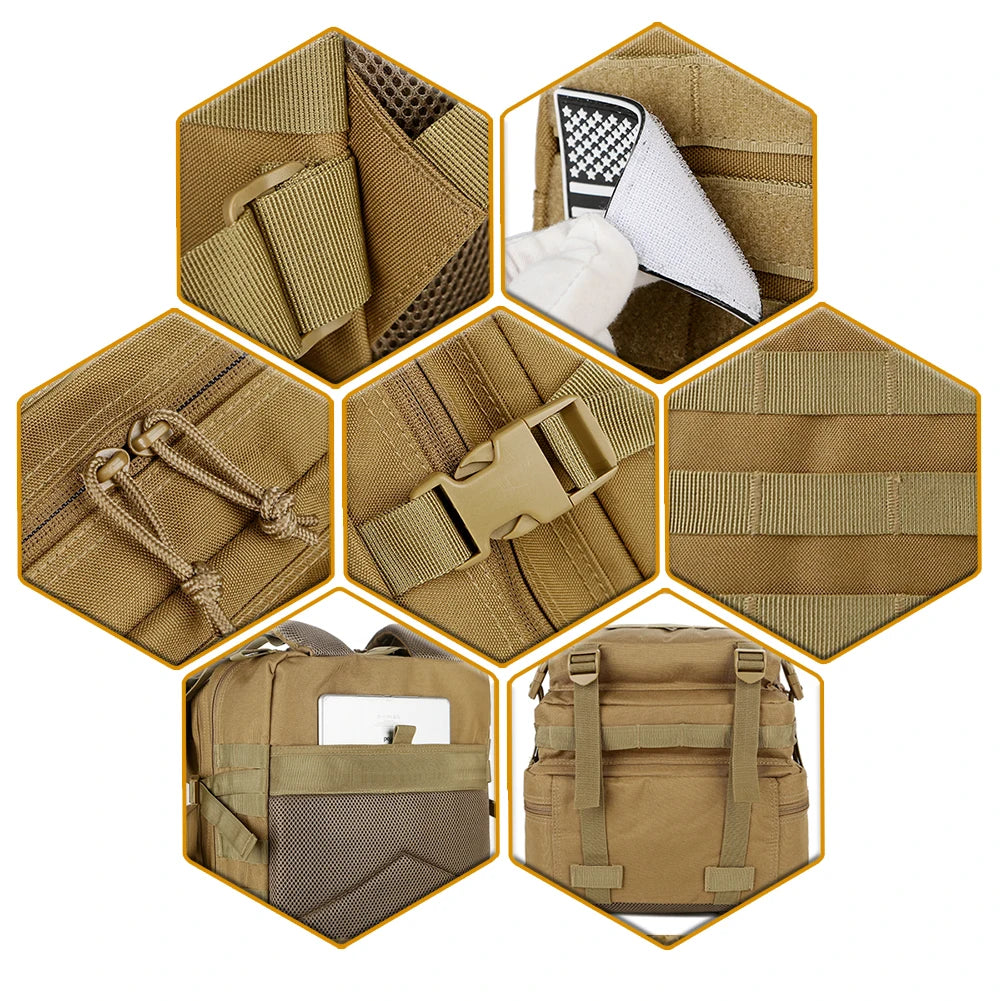Sac à Dos Tactique Homme 45L – Sac Randonnée Camping Chasse Trekking Molle Militaire