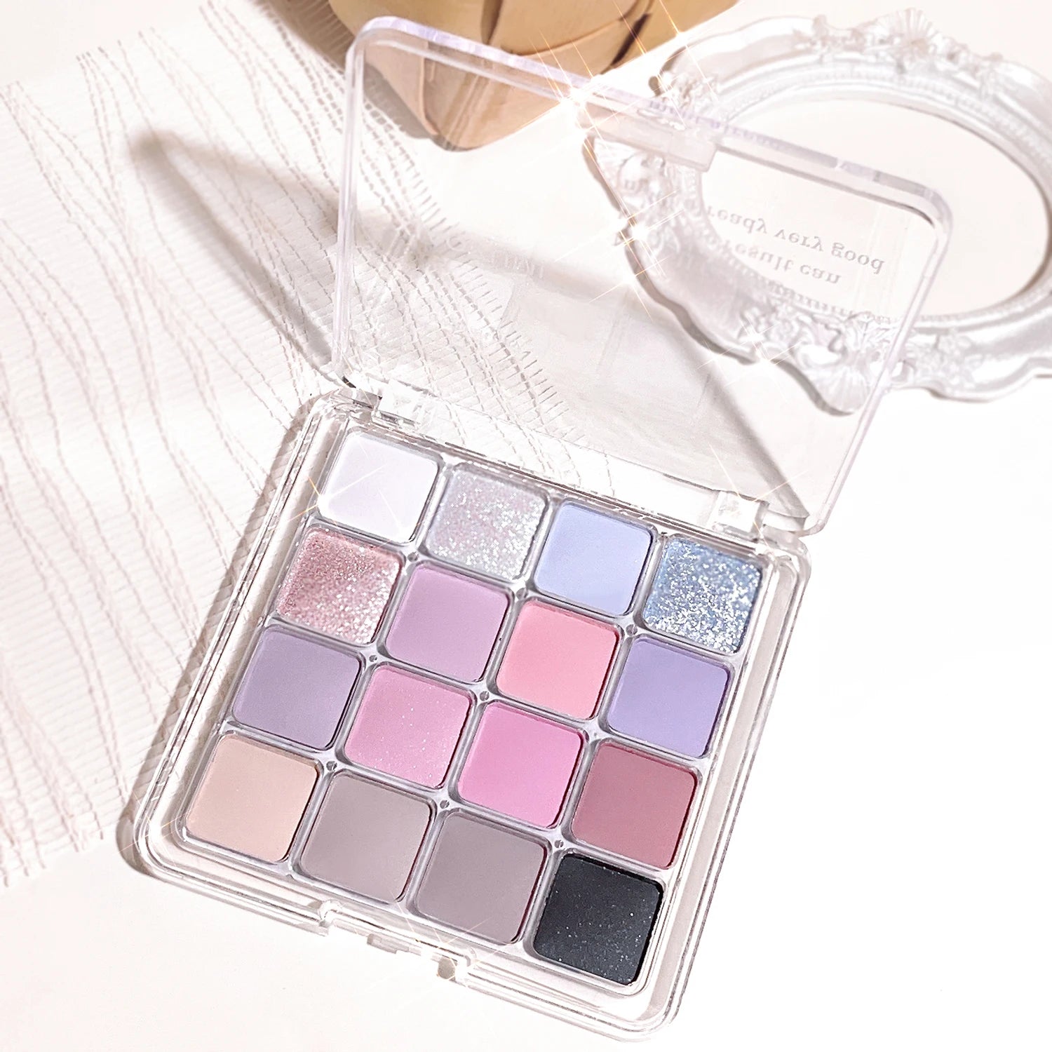 Palette Fard à Paupières 16 Couleurs Sunset Magic – Perle & Mat Tons Terre | Maquillage Coréen Yeux