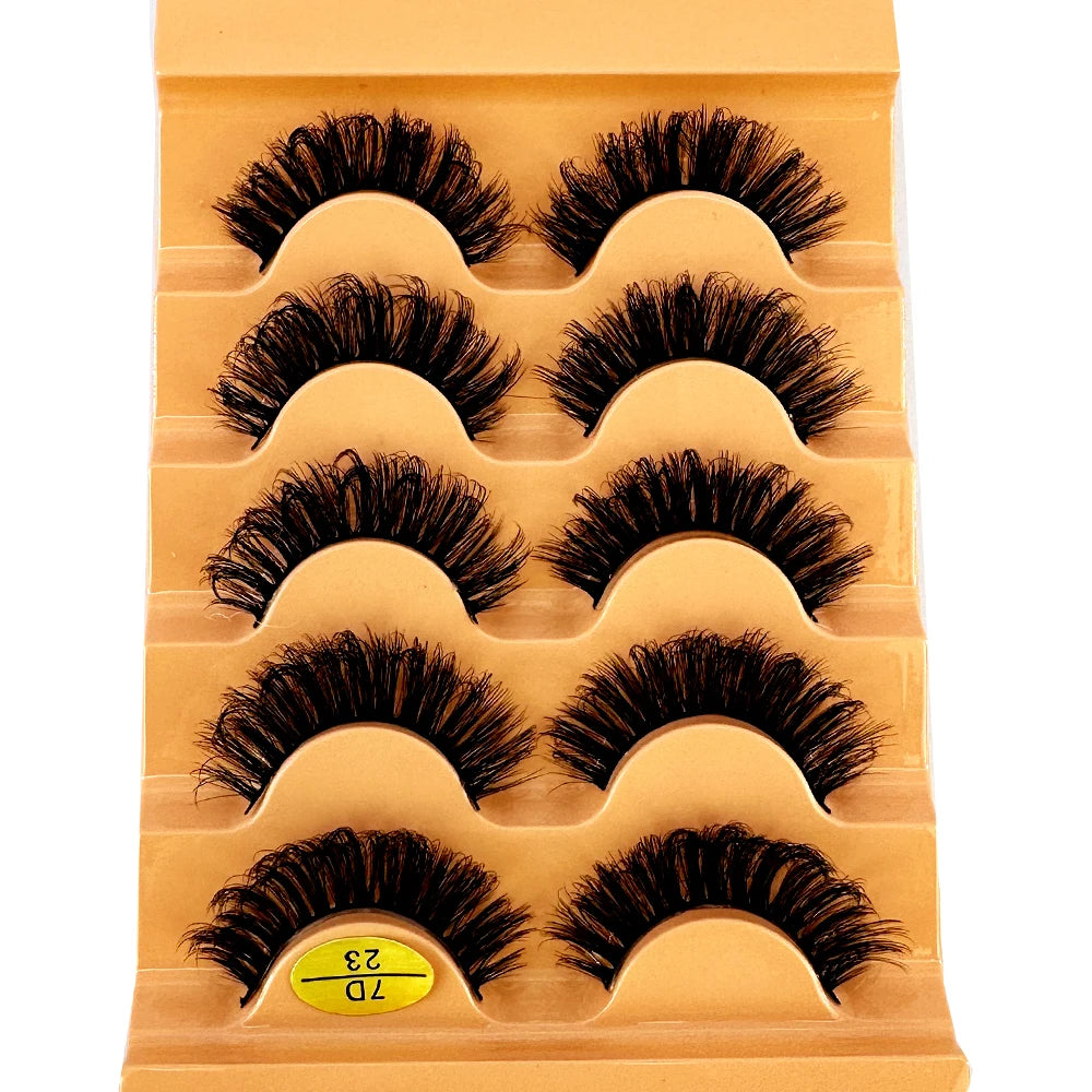 Faux Cils Cat Eye 3D – Lot 5 Paires | Manga Wispy Naturels Courbe D