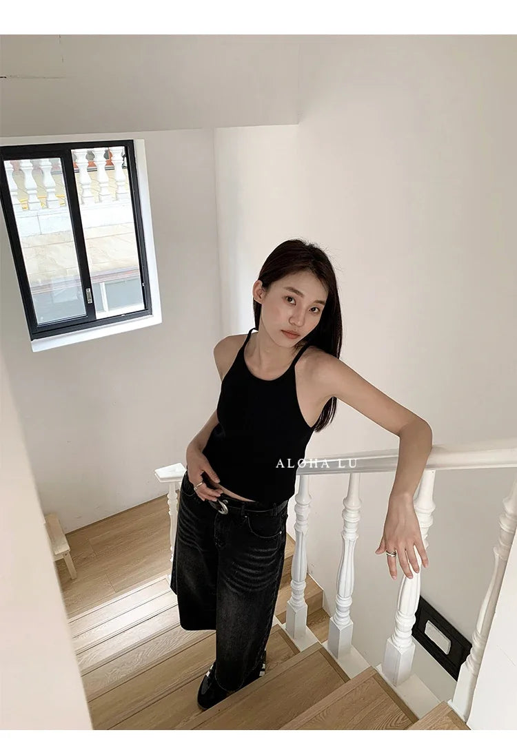 Short Jean Femme Taille Haute Noir Vintage Harajuku Y2K Streetwear – Denim Lavé Loose Casual Mi-Long | Mode