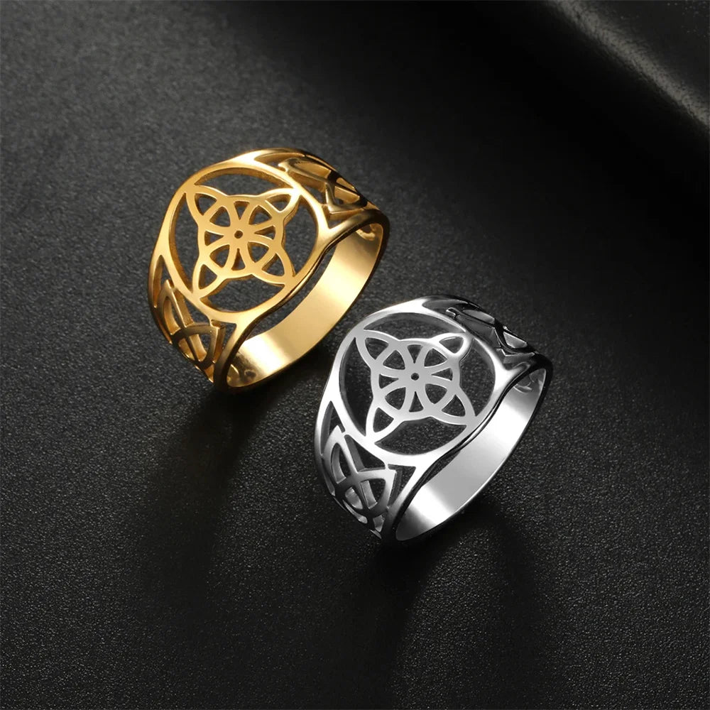 Bague Nœud Celtique Acier Inoxydable — Amulette Protection Wicca Couple