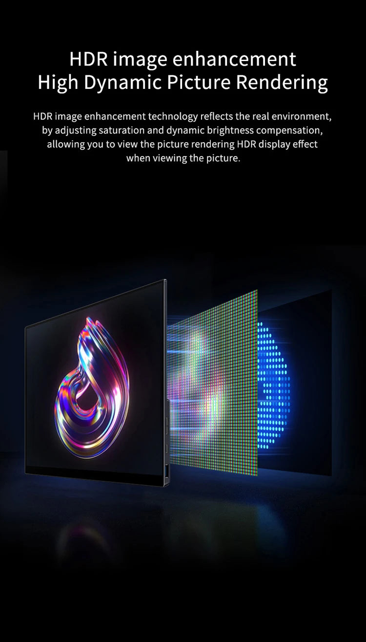 VCHANCE Moniteur Portable 15.6'' FHD 1080p HDR – Support Intégré | PC, Laptop, PS4/5, Switch, Xbox
