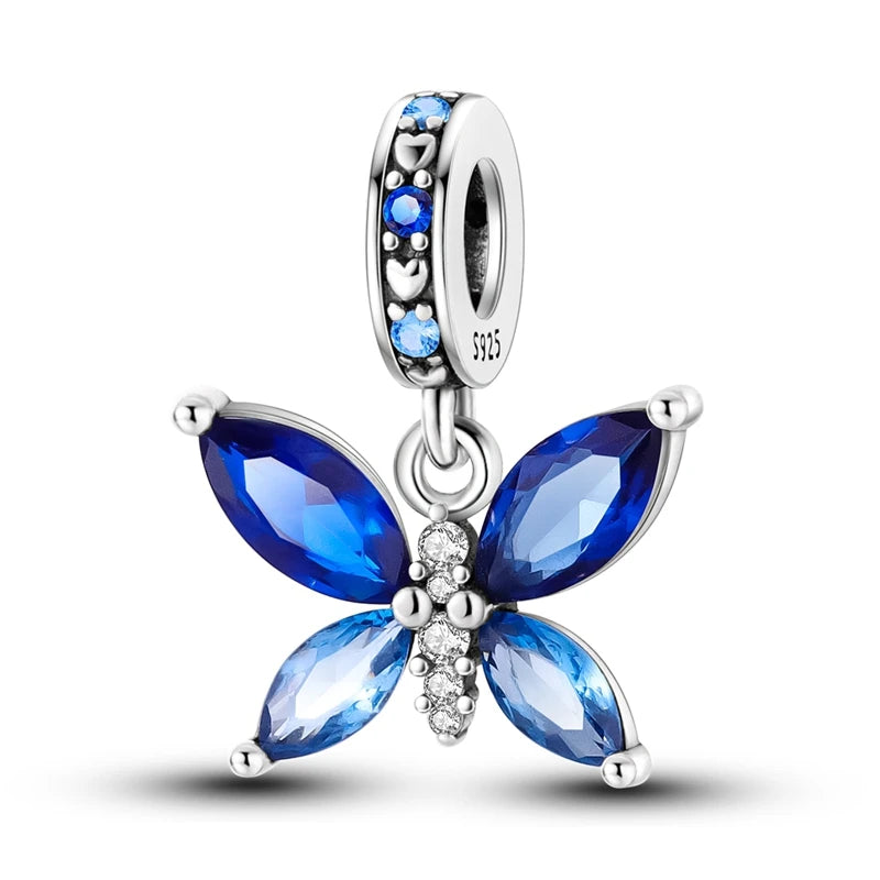 Charm Argent 925 Bleu Rotatif – Œil Démon, Main, Lune & Ciel Étoilé | Perle Pendentif Bracelet Femme | Bijou Spirituel & Mystique
