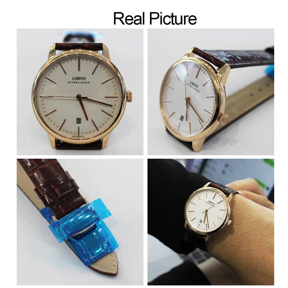 Montre Homme Lobinni Automatique Mécanique – Mouvement Miyota 9015 Ultra-Fine Étanche